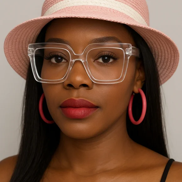 Oversized Clear Transparent Square Eyeglasses – Trendy Minimalist Frames - Picture 2 of 6